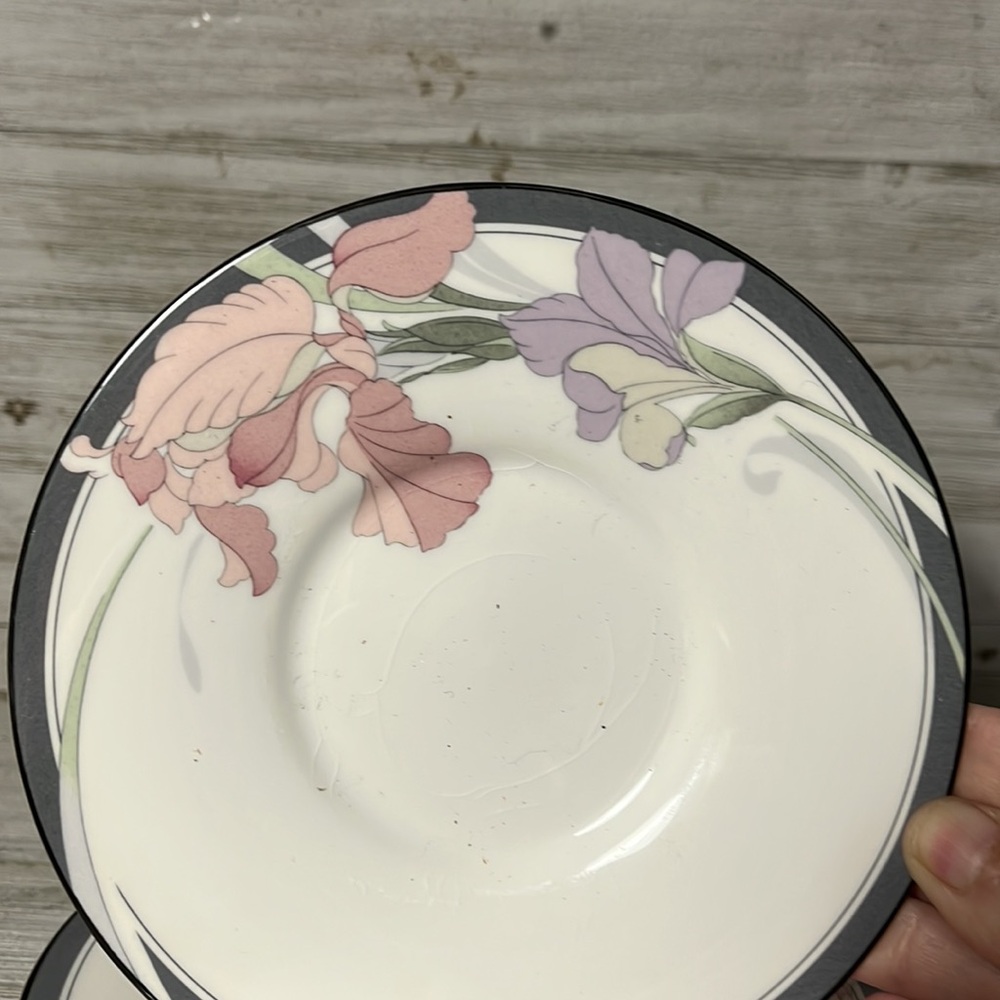 4 Noritake Cafe Du Soir 9091 Salad Plates Decade Pink and green